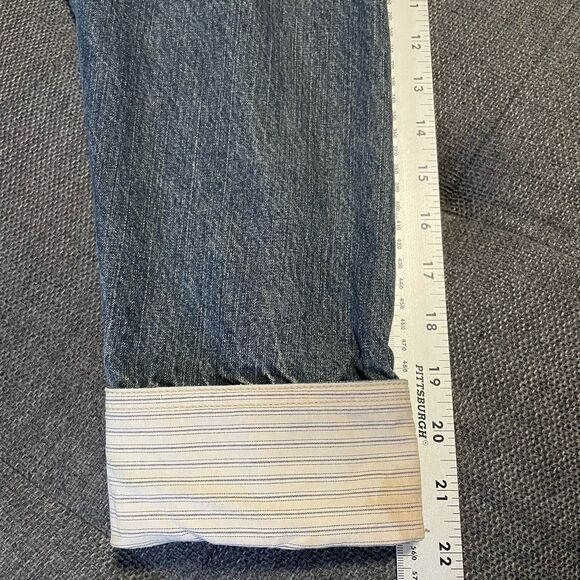 Vintage LA Blues Denim Chore Coat Barn Jacket Jean 90s Y2K Hood Zip Womens 18 20 - Picture 15 of 15